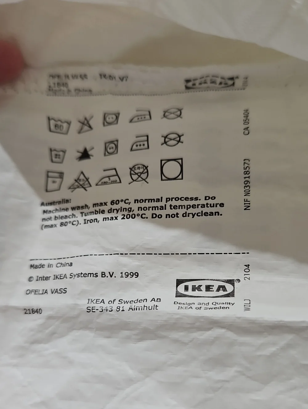 IKEA Ofelia Vass White Cotton Snap Closure King Duvet Standard/Queen Pillow Sham